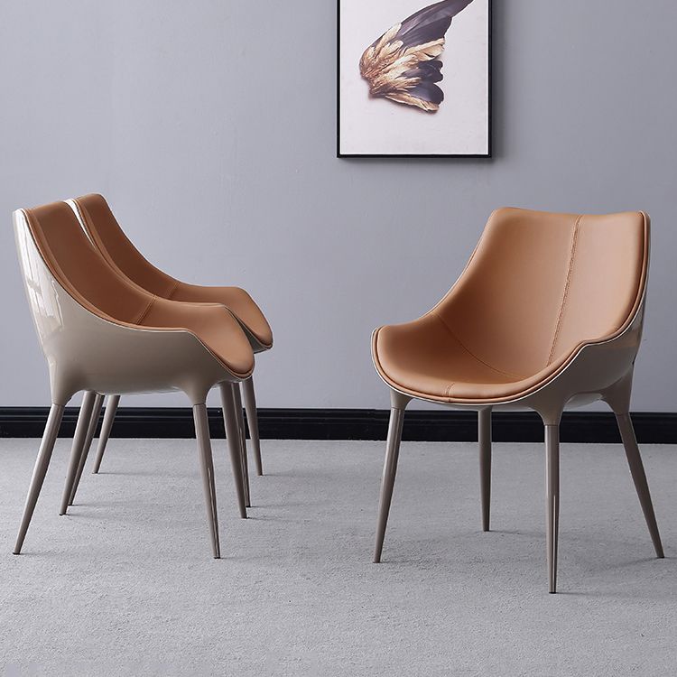 Contemporary Faux Leather Dining Chair Metal Dining Arm Chairs for Home Use Clearhalo 'Dining Chairs' 'Dining Tables & Seating' 'dining_chair' 'furn' 'furn_dining_chair' 'Furniture' 'Kitchen & Dining Furniture' 1200x1200_287aea32-4876-49a5-acfa-5bc578f2473b