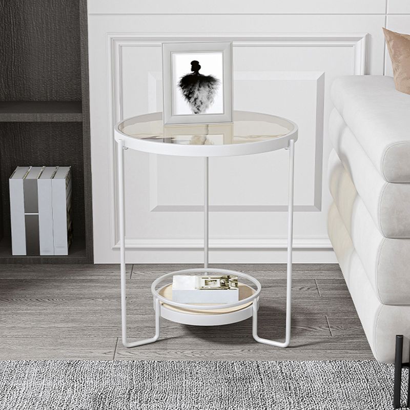 23.6" Tall Round Glass Top Side Table Iron Frame Base End Table with Shelf Clearhalo 'Coffee & Accent Tables' 'End & Side Tables' 'end_side_tables' 'furn' 'furn_end_side_tables' 'Furniture' 'Living Room Furniture' 1200x1200_287ca5b2-adb2-45b0-9b08-25bcc5fb4137