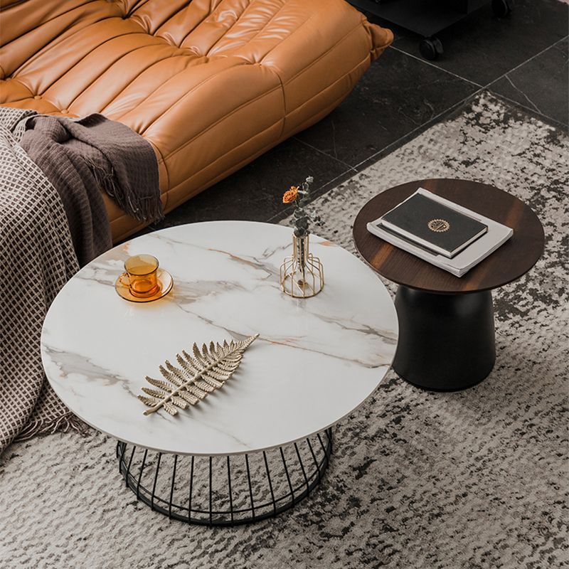 Tavolino minimalista top in pietra rotonda 2 pezzi tavolo da cocktail
