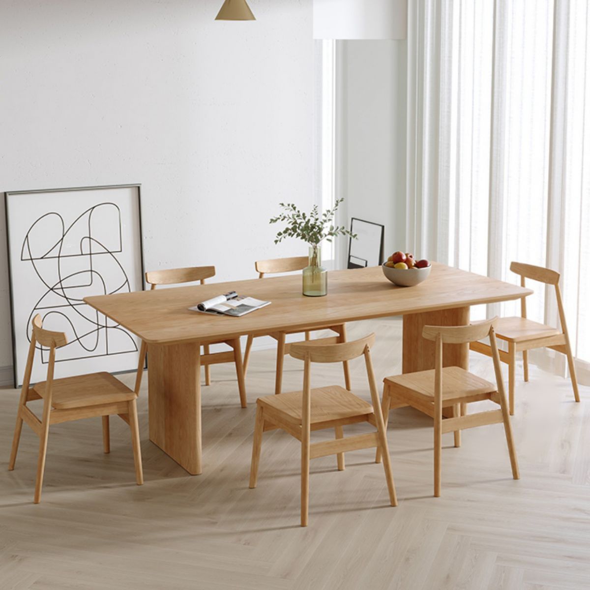 Modern Pine Wood Indoor Table for Restaurant Rectangle Dining Table with Double Pedestal Clearhalo 'Dining Tables & Seating' 'Dining Tables' 'dining_table' 'furn' 'furn_dining_table' 'Furniture' 'furniture_dining_table' 'Kitchen & Dining Furniture' 1200x1200_287e4aa7-3136-4ecd-ae50-ea41e5f4af6f