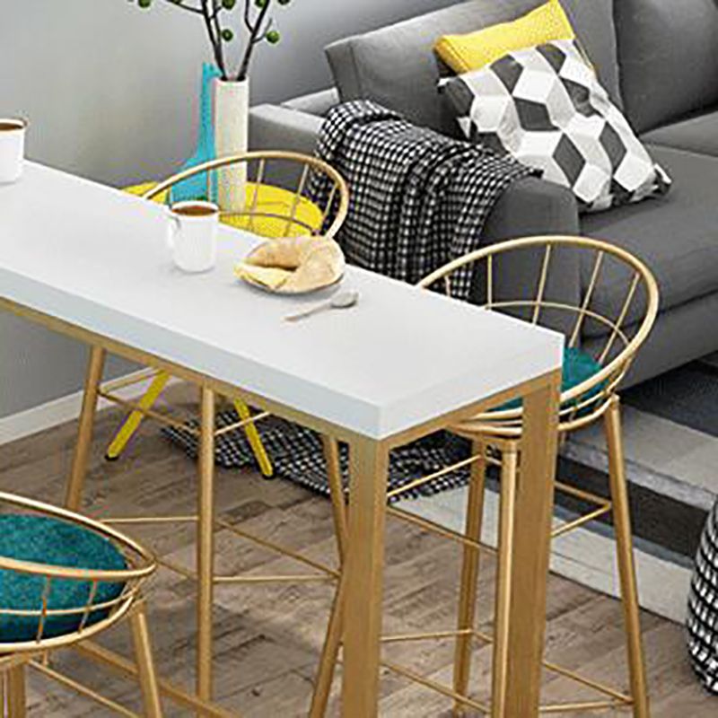White Solid Wood Bar Table Gold and Metal Base Bar Table for Kitchen Living Room Clearhalo 'Bar Furniture' 'Bar Tables' 'bar_tables' 'furn' 'furn_bar_tables' 'Furniture' 'Kitchen & Dining Furniture' 1200x1200_287f2960-434a-4ce3-bf3c-a0ad3b813c68