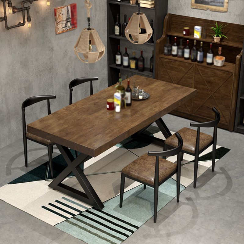 Industrial Style Home Pine Dining Table Rectangle Shape Table with Trestle Base Clearhalo ' dining_table' 'Dining Tables & Seating' 'Dining Tables' 'furn' 'furn_dining_table' 'Furniture' 'furniture_dining_table' 'Kitchen & Dining Furniture' 'kitchen&dining_furn' 'kitchen' 'kitchen_dining_table' 1200x1200_287f2f6f-8a0b-466c-94b3-3eb9b47d3c60