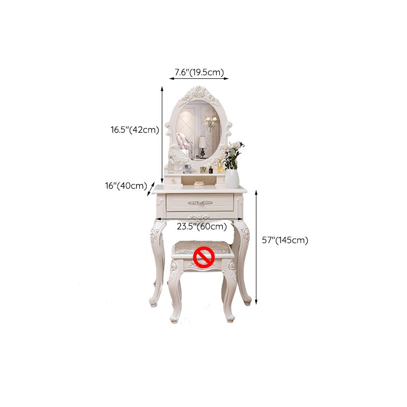 Victorian Mirrored Makeup Dressing Table Wood Stool Set in White Clearhalo 'Bedroom Furniture' 'furn' 'furn_makeup_vanities' 'Furniture' 'Makeup Vanities' 'makeup_vanities' 1200x1200_287f5aae-2062-46a9-8466-d82e3c6c1828