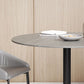 Mesa de comedor de piedra gris con base metálica, mesa de comedor redonda moderna para el hogar