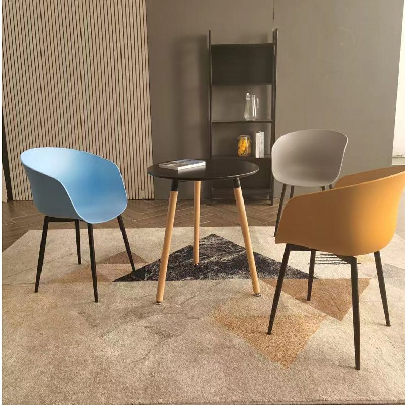 Nordic Style Arm Chair Plastic Home Side Chair with Black Legs 22"x22"x30.3" Clearhalo 'Dining Chairs' 'Dining Tables & Seating' 'dining_chair' 'Furniture' 'furniture_dining_chair' 'Kitchen & Dining Furniture' 1200x1200_28808a10-5462-4996-b8c8-6f56c7fc7f76