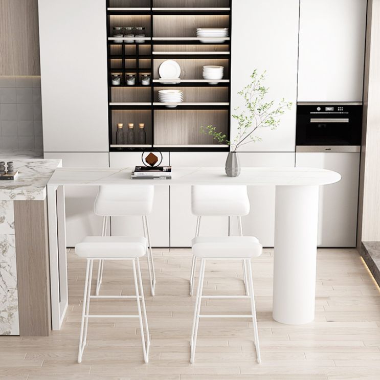 Table à vin de comptoir blanc Double piédestal Pub Hauteur Table à manger