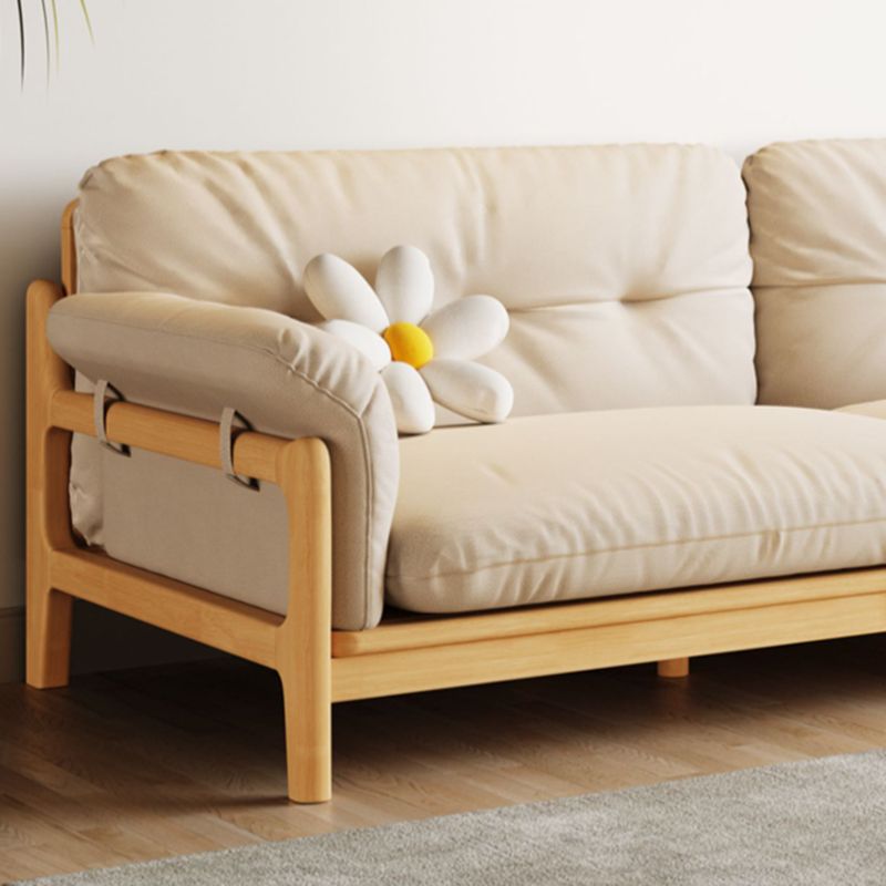 Solid Wood Tufted Settee Flared Arm Beige Cushions Sofa -39.4" H Clearhalo 'furn' 'furn_sofas' 'Furniture' 'Living Room Furniture' 'Sofa' 'sofas' 1200x1200_2882bbf5-37a2-4e72-8193-68d52b3fccee