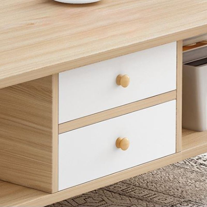 Modern Style Rectangular Artificial 4 Legs Base with Drawer Coffee Table Clearhalo 'Coffee & Accent Tables' 'Coffee Tables' 'coffee_tables' 'furn' 'furn_coffee_tables' 'Furniture' 'Living Room Furniture' 1200x1200_288376b5-6754-475b-9d02-2392f2554441