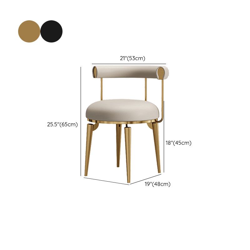 Silla de brazo tapizada estilo glamour de comedor abierto con patas de metal