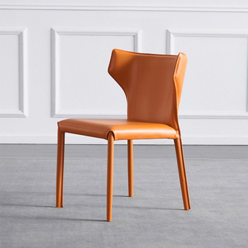 Modern Wingback Side Chair Leather Armless Dining Chair with Metal Legs Clearhalo ' kitchen&dining_furn' 'Dining Chairs' 'Dining Tables & Seating' 'dining_chair' 'Furniture' 'furniture_dining_chair' 'Kitchen & Dining Furniture' 'kitchen' 1200x1200_28858357-21e0-447c-b0df-ee2d23f25dc2