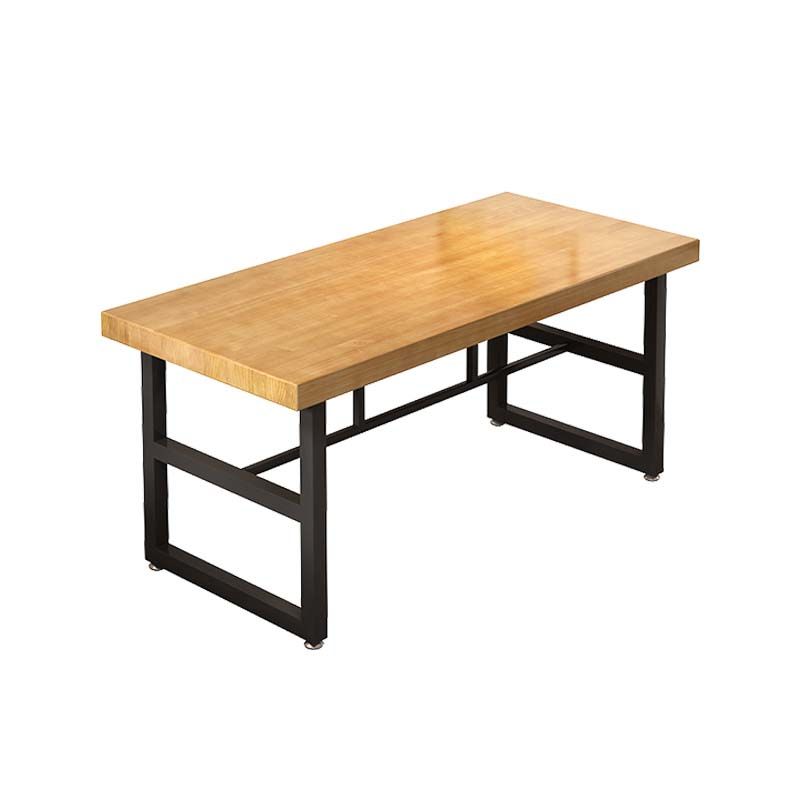 Natural Finish Table with Metal Frame Industrial Solid Wood Top Dining Table Clearhalo 'Dining Tables & Seating' 'Dining Tables' 'dining_table' 'furn' 'furn_dining_table' 'Furniture' 'Kitchen & Dining Furniture' 1200x1200_2885d52e-c697-4e29-8d7a-7e5b1efccfd1