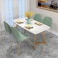 White Stone Top Dining Table Glam Style Gold Base Dining Table for Living Room Clearhalo 'Dining Tables & Seating' 'Dining Tables' 'dining_table' 'furn' 'furn_dining_table' 'Furniture' 'furniture_dining_table' 'Kitchen & Dining Furniture' 1200x1200_2887c650-de34-4849-b99d-b43493c4bf99