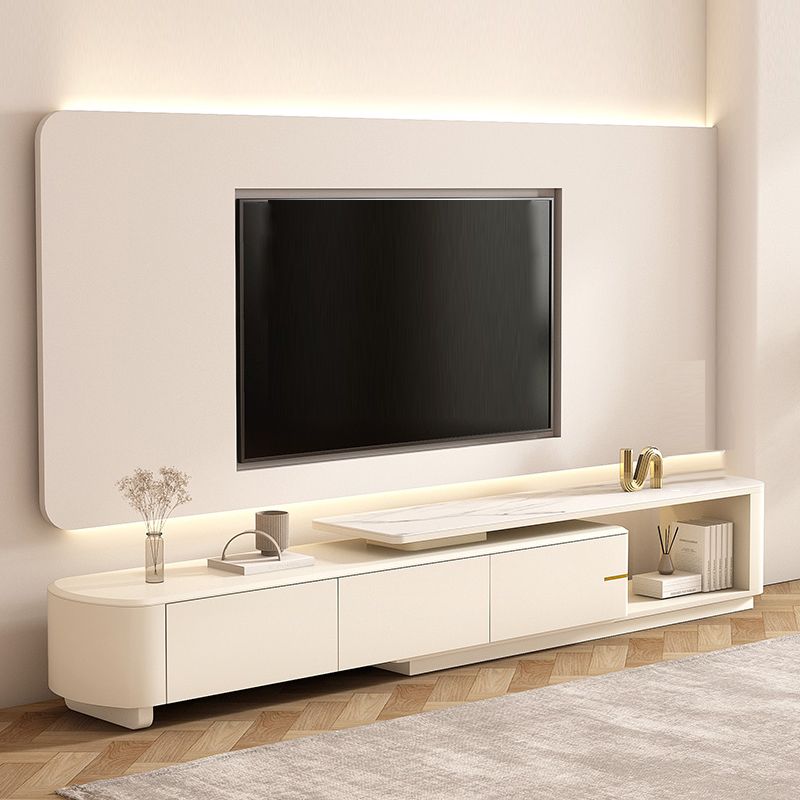 White TV Stand Console Contemporary Media Console with Drawers Clearhalo 'furn' 'furn_tv_stands_entertainment_centers' 'Furniture' 'Living Room Furniture' 'TV Stands & Entertainment Centers' 'TV Stands & Media Storage Furniture' 'tv_stands_entertainment_centers' 1200x1200_2888ed4d-b146-4bae-a0ce-dbd2c80f03d5