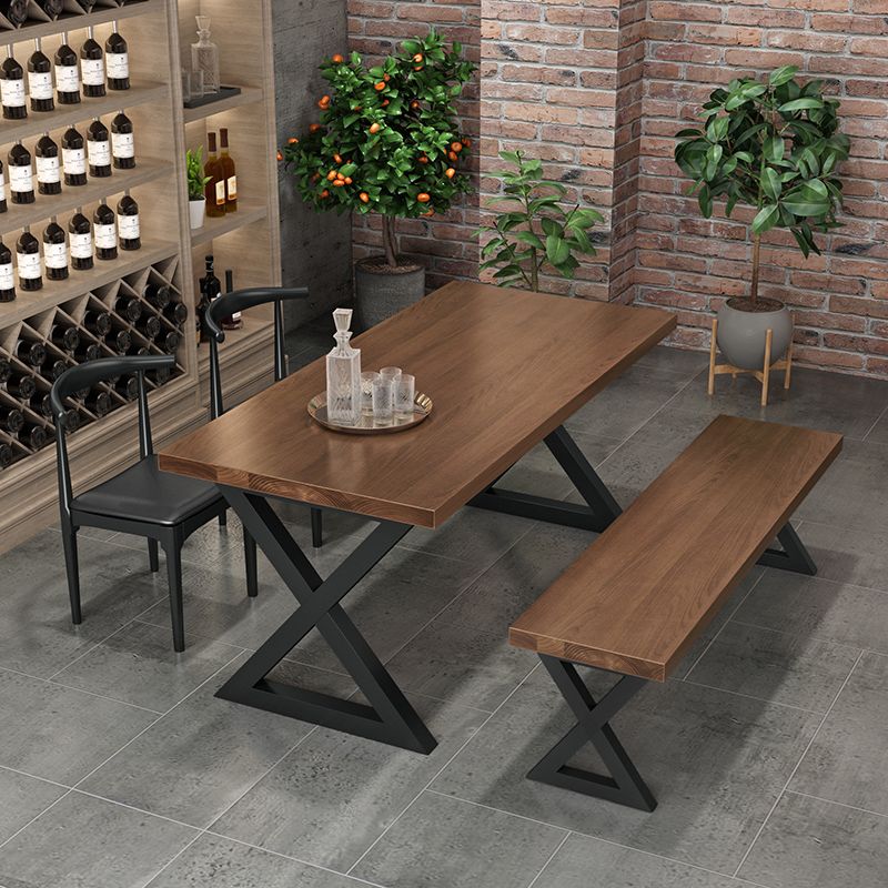 Industrial 1/3/4/5 Pieces Dining Set Rectangle Pine Wood Dining Table for Dining Room Clearhalo 'Dining Room Sets' 'Dining Tables & Seating' 'dining_room_set' 'furn' 'furn_dining_room_set' 'Furniture' 'Kitchen & Dining Furniture' 1200x1200_2889bab6-16ab-472d-99ff-16a63169c80c