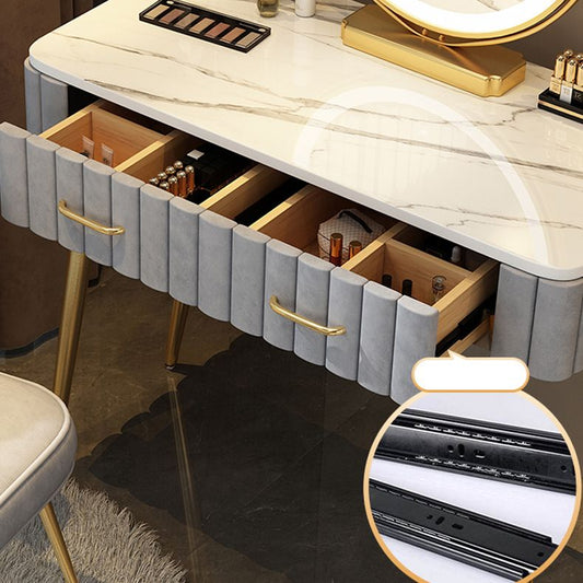 Scrivania per il trucco a specchio illuminato in piedi set di vanità per trucco con cassetto