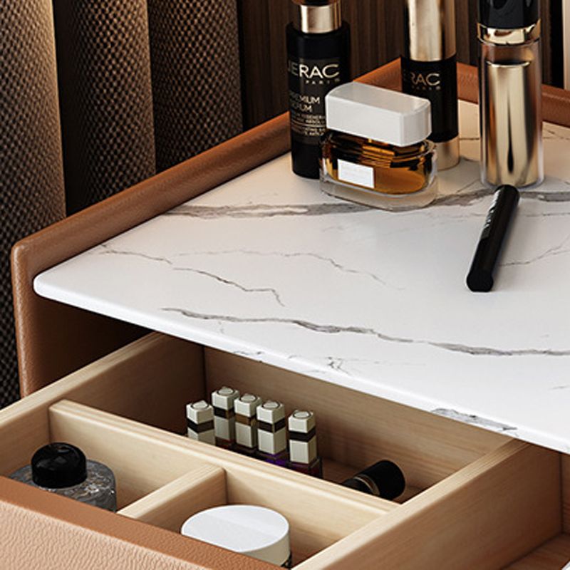 Modern 29.52 " H Slate Top Makeup Table with Drawers Vanity Stool