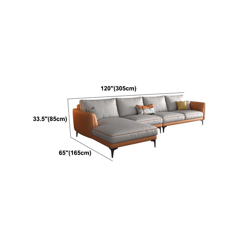 Light-grey Faux Leather Sofa/Sectional Stain-Resistant Square Arm Sofa