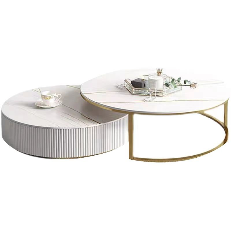 Table basse ronde en ardoise Ensemble de tables basses gigognes Glam avec tiroirs