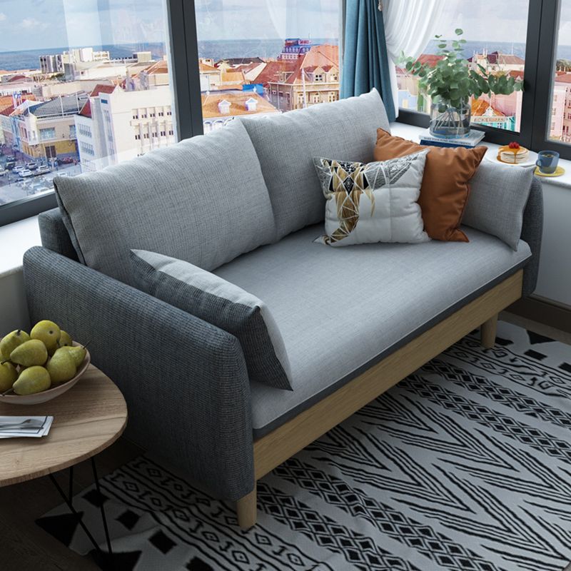 Matte Finish Square Arm Sofa Cotton Linen Sofa for Bonus Room Apartment Clearhalo 'furn' 'furn_sofas' 'Furniture' 'furniture_sofas' 'kitchen' 'kitchen_sofas' 'Living Room Furniture' 'Sofa' 'sofas' 1200x1200_288dac6f-1154-4cc6-b74e-4b05c30a17dc