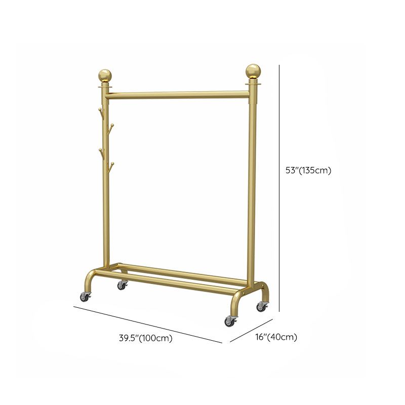 Rack de manteau contemporain métal rail suspendu étagère inférieure et crochets