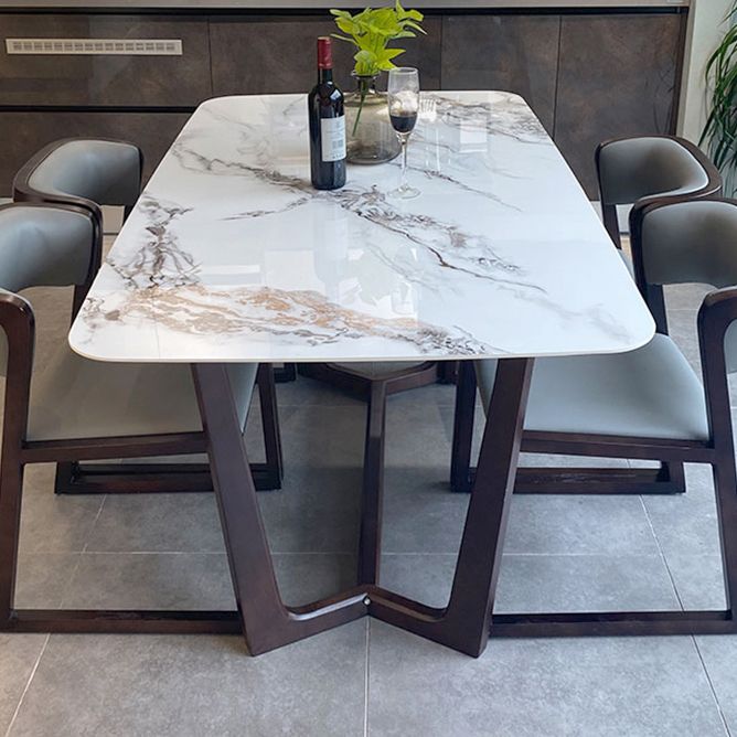 Industrial White Sintered Stone Top Dining Table Rectangle Standard Dining Table for Kitchen Clearhalo ' dining_table' 'Dining Tables & Seating' 'Dining Tables' 'furn' 'furn_dining_table' 'Furniture' 'furniture_dining_table' 'Kitchen & Dining Furniture' 'kitchen&dining_furn' 'kitchen' 'kitchen_dining_table' 1200x1200_288fa1ec-75bc-4f3e-a772-16992c38422a