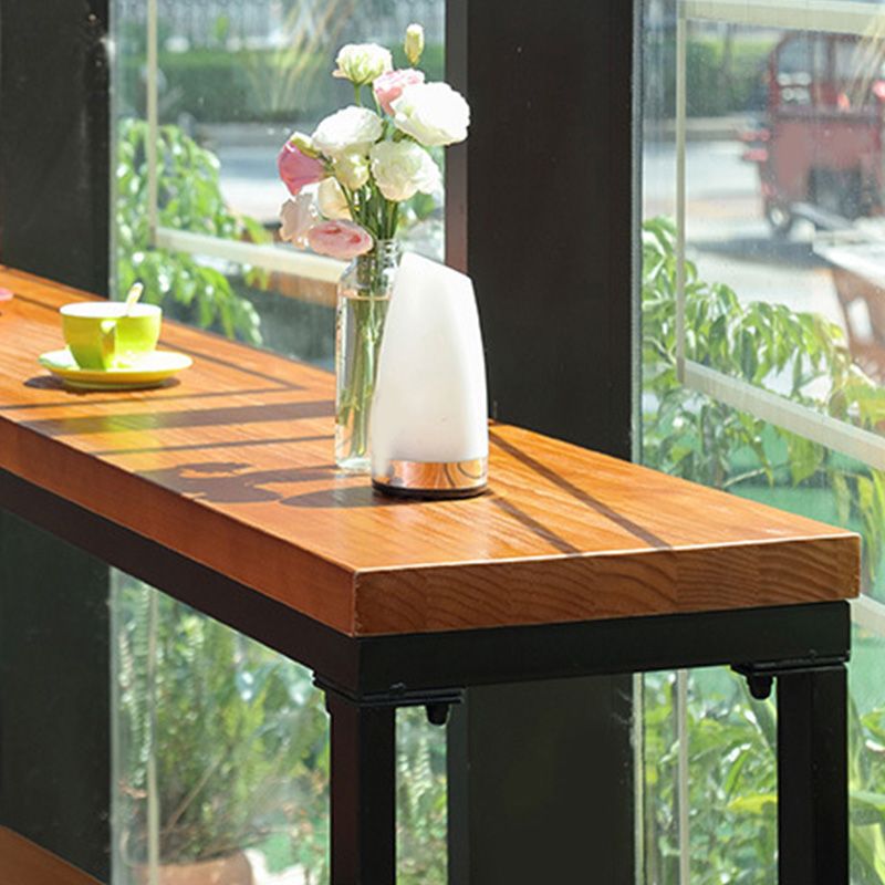 Modern Metal Base Bar Table Black Iron Solid Wood Patio Bar Table Clearhalo 'Bar Furniture' 'Bar Tables' 'bar_tables' 'furn' 'furn_bar_tables' 'Furniture' 'Kitchen & Dining Furniture' 1200x1200_28903751-5409-4b9b-b45c-d5e8cde6d1bd