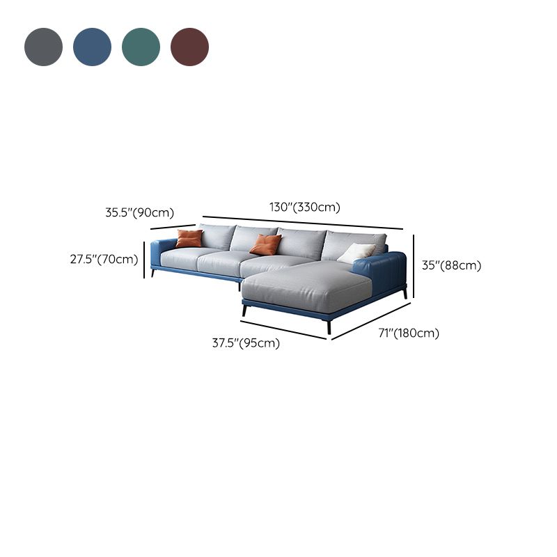 Braccio quadrato sciolto retro sezionale con chaise fauci in pelle 4 posti sezionale