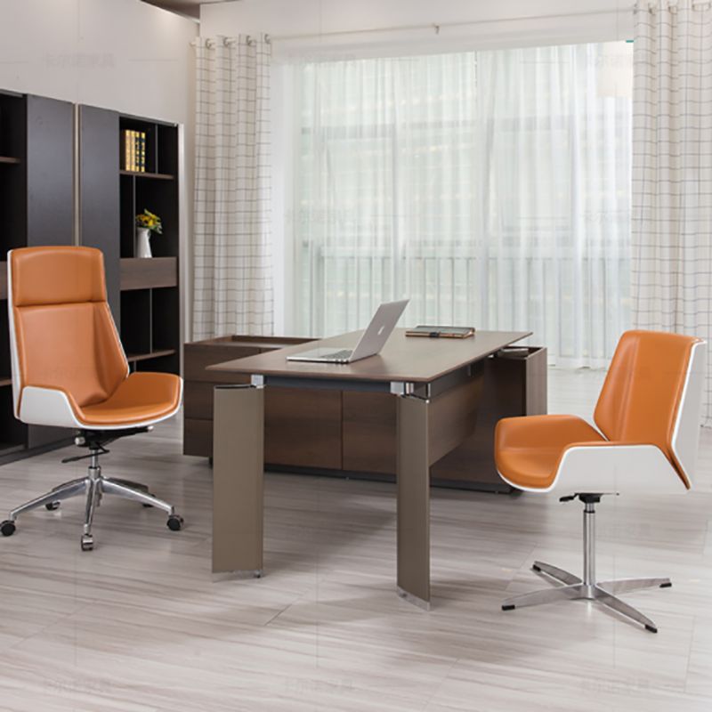 Ergonomische faux lederen bureau stoel thuiskantoor zwenkwarmeloze stoel