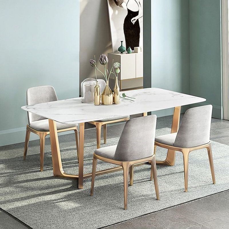 Traditional Luxury Dining Table Sintered Stone Table with Gold Frame for Home Clearhalo 'Dining Tables & Seating' 'Dining Tables' 'dining_table' 'furn' 'furn_dining_table' 'Furniture' 'Kitchen & Dining Furniture' 1200x1200_28936c32-1998-48e3-9ca5-96e3c46e52c0