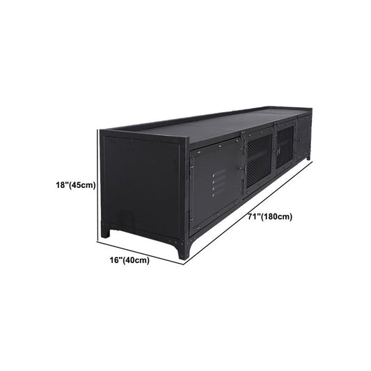 Industrial Style Metal TV Stand Black Colour Enclosed Storage TV Console with Cabinet Clearhalo 'furn' 'furn_tv_stands_entertainment_centers' 'Furniture' 'Living Room Furniture' 'TV Stands & Entertainment Centers' 'TV Stands & Media Storage Furniture' 'tv_stands_entertainment_centers' 1200x1200_2898ae9a-19b4-485b-9f8c-63176f1004a2