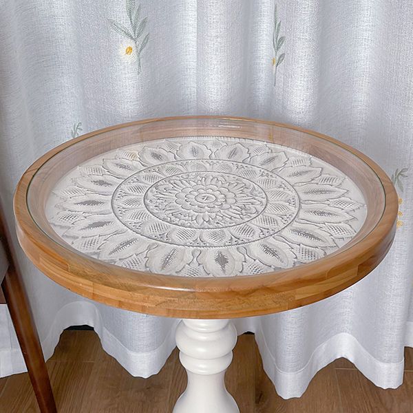 Modernistic Accent Side Table Glass Top Living Room Round Pedestal End Table