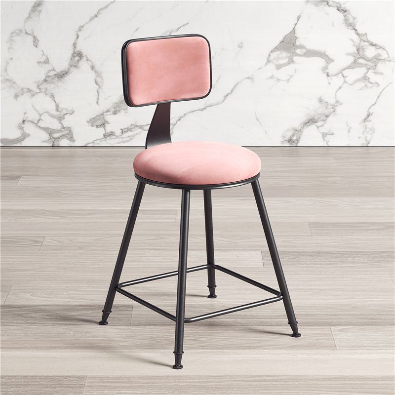 Contemporary Counter Bar Stool Backrest Velvet Bar Stool with Footrest, Iron Base Clearhalo 'Bar Furniture' 'Bar Stools' 'bar_stools' 'furn' 'furn_bar_stools' 'furniture_bar_stools' 'Kitchen & Dining Furniture' 'kitchen&dining_furn' 'kitchen' 'kitchen_furn' Furniture' 1200x1200_289bccac-0de1-4415-9184-caaad87f5a7b