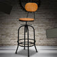 Solid Wood Dining Stool Industrial Adjustable Height Bar Stool with Footrest