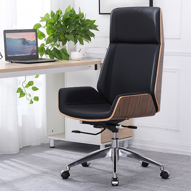 Faux Leather Adjustable Task Chair Silver Metal Base Contemporary Office Chair Clearhalo 'furn' 'furn_office_chair' 'Furniture' 'Office Chairs' 'Office Furniture' 'office_chair' 1200x1200_289d5b53-e1ae-49d3-bde0-cc4c0a9b69c6