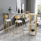 Mesa de bar rectangular de estilo industrial, mesa de comedor con barra de pedestal doble de mármol sintético