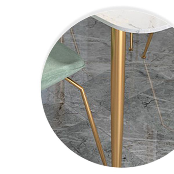 Set dinette Glam Iron Set tavolo da pranzo con piano in pietra sinterizzata bianca rettangolare da 1/4/5 pezzi