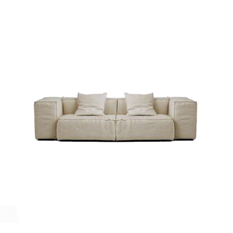 Cotton Blend Square Arm Sectional Sofa 25.6"High Cushion Back Sofa,White