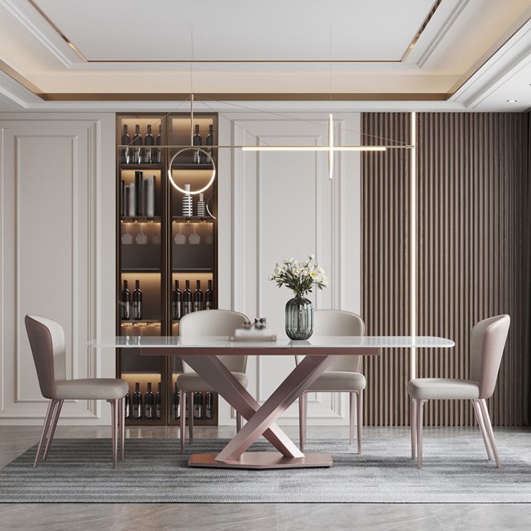 Modern Rectangle Sintered Stone Dining Table Set 1/4/5/6/7 Pieces Dining Set for Home Use Clearhalo 'Dining Room Sets' 'Dining Tables & Seating' 'dining_room_set' 'furn' 'furn_dining_room_set' 'Furniture' 'furniture_dining_room_set' 'Kitchen & Dining Furniture' 1200x1200_28a063d4-3e8b-46ec-982c-e62a8c11e5c5