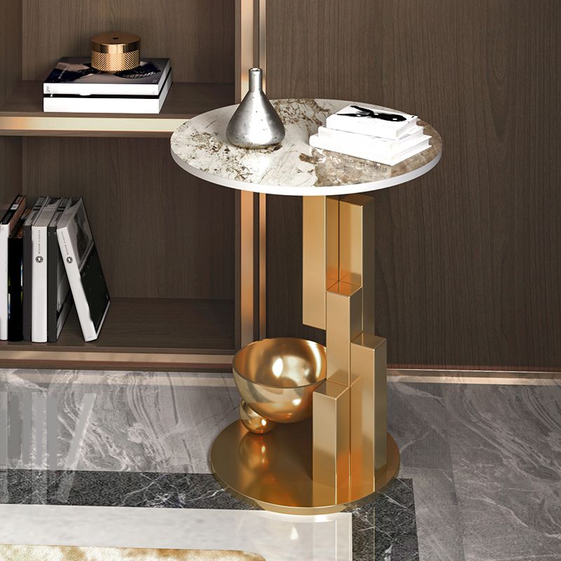 Contemporary Metal Corner Table Pedestal Round Living Room Sofa Side Accent Table