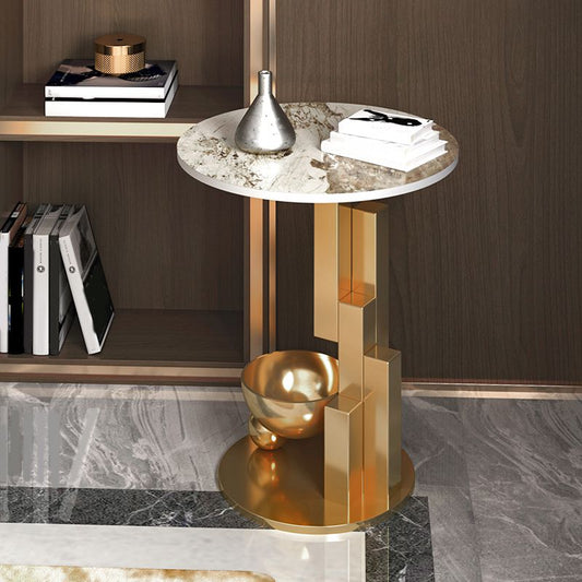 Tavolo da angolo in metallo contemporaneo piedistallo round soggiorno divano tavolo accento laterale