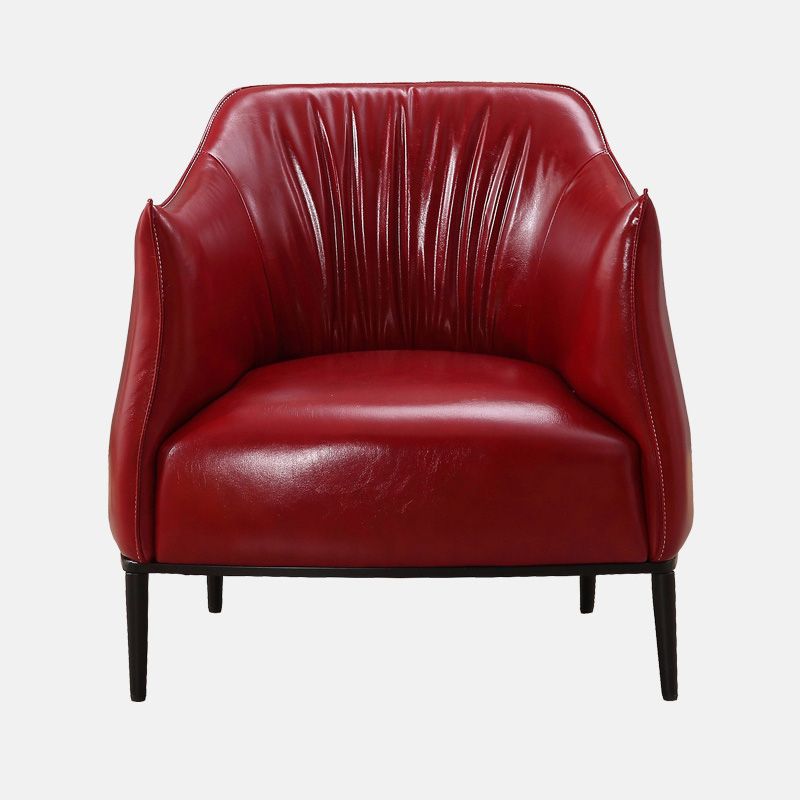 31"Wide Modern Faux Leather Sloped Arms Barrel Chair with Basic Four Legs Clearhalo 'Accent Chairs' 'accent_chairs' 'Chairs & Seating' 'Furniture' 'furniture_accent_chairs' 'Living Room Furniture' 1200x1200_28a115e5-1ae7-458c-a10f-64a570a1c30d