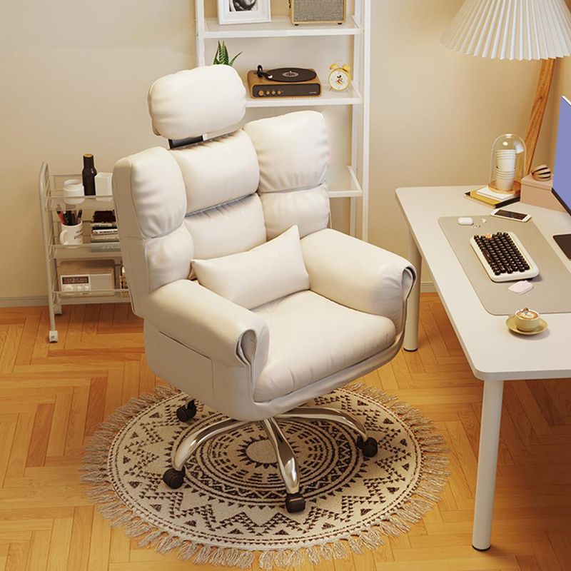 Chaise de bureau en cuir moderne Chaise de tâche pivotante sans roues avec roues