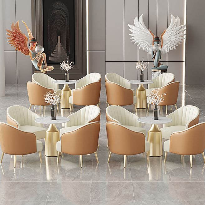 Glam Round Dining Table Set 1/5 Pieces Dinette Set with White Stone Top Clearhalo 'Dining Room Sets' 'Dining Tables & Seating' 'dining_room_set' 'furn' 'furn_dining_room_set' 'Furniture' 'Kitchen & Dining Furniture' 1200x1200_28a2cfa4-7b08-4ce6-af6d-6dc272dcdfe7