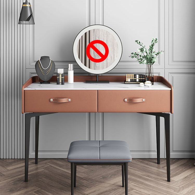 Faux Leder Waschtisch und Hocker in Orange/Grau -Schminktisch