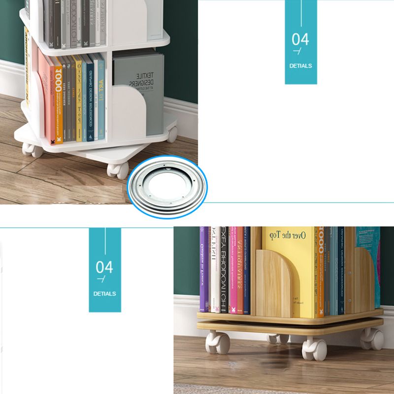 Contemporary Wooden Bookcase Closed Back Shelf Bookcase with Caster