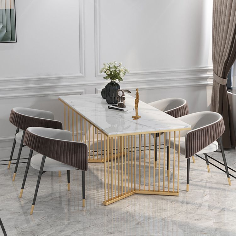 Glam 1/5/7 Pieces Dining Set Rectangle Stone Dining Table for Dining Room Clearhalo 'Dining Room Sets' 'Dining Tables & Seating' 'dining_room_set' 'furn' 'furn_dining_room_set' 'Furniture' 'furniture_dining_room_set' 'Kitchen & Dining Furniture' 1200x1200_28a5e241-9a58-4562-94c1-66514a906025