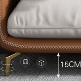 Modern 32.67" H Genuine Leather Pillow Top Arm Sofa For Living Room