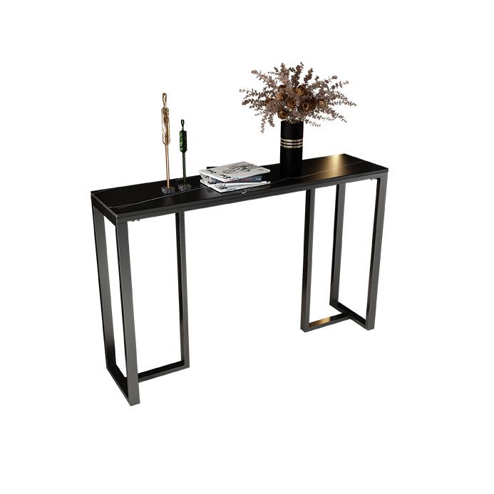 Modern Accent Table with Stone Top and Black Frame Base Console Clearhalo 'Console Tables' 'console_tables' 'Entry & Mudroom Furniture' 'furn' 'furn_console_tables' 'Furniture' 1200x1200_28aa1823-5fe7-470d-9c7d-c14e7288e2e2