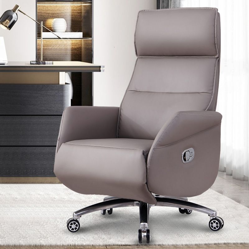 29" Wide Contemporary Managers Chair Gray Leather Executive Chair Clearhalo 'furn' 'furn_office_chair' 'Furniture' 'Office Chairs' 'Office Furniture' 'office_chair' 1200x1200_28ad2552-1b85-4b3c-93a0-5a4fdd33801e