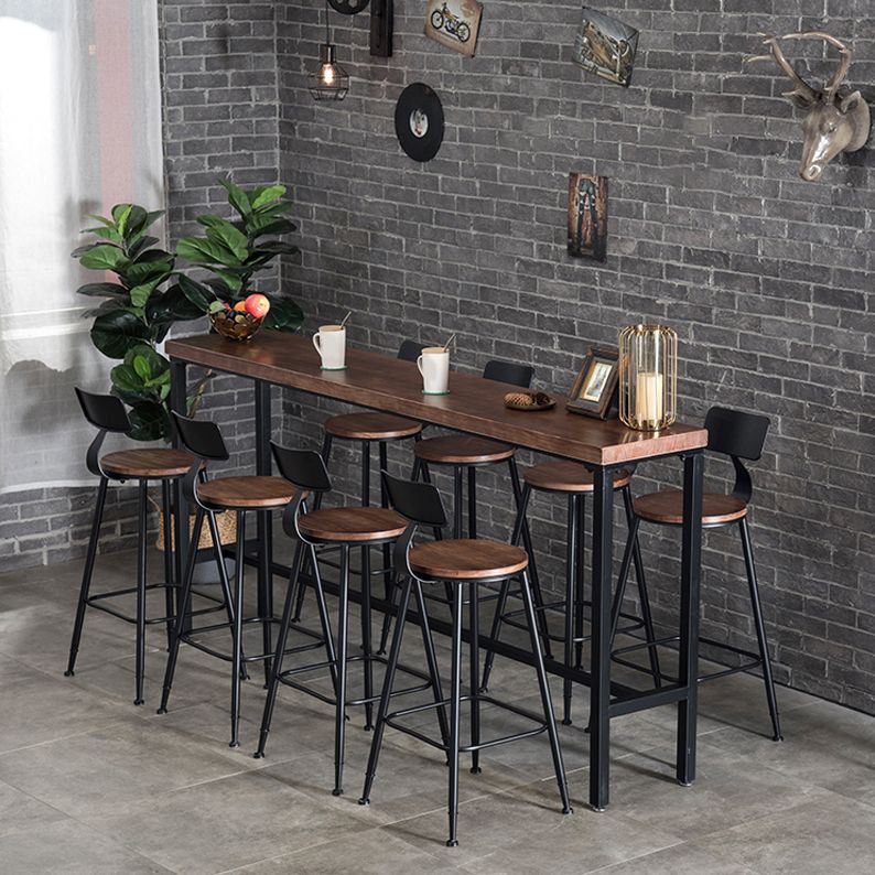 Juego de barra de estilo industrial, juego de comedor de pub rectangular de madera maciza de 1/4/5/9 piezas